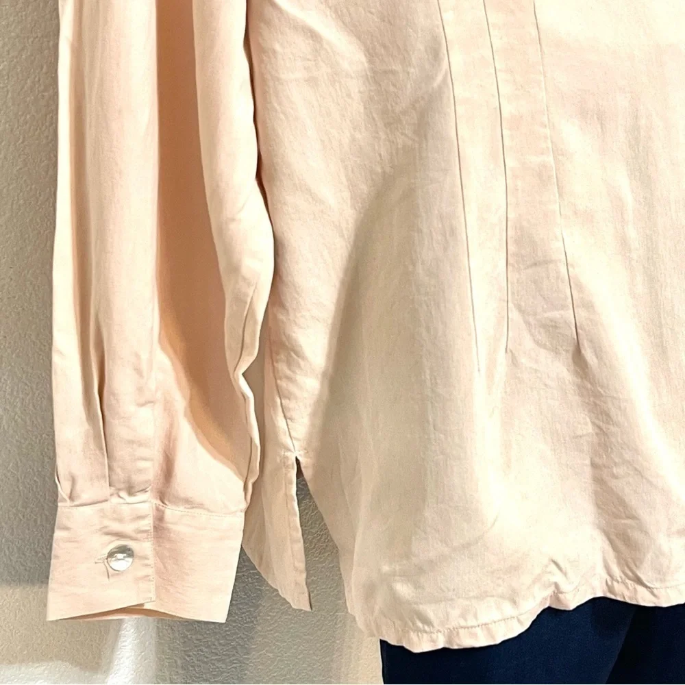 Edward Woman 100% SILK Light Salmon Long Sleeve Button Shirt Size XL - Picture 6 of 12